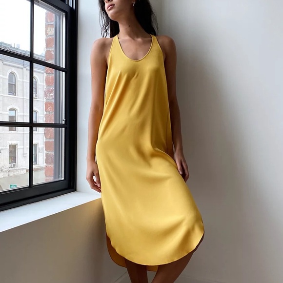 Aritzia Wilfred golden yellow Colonne midi racer back tank dress - size XS - Picture 1 of 8